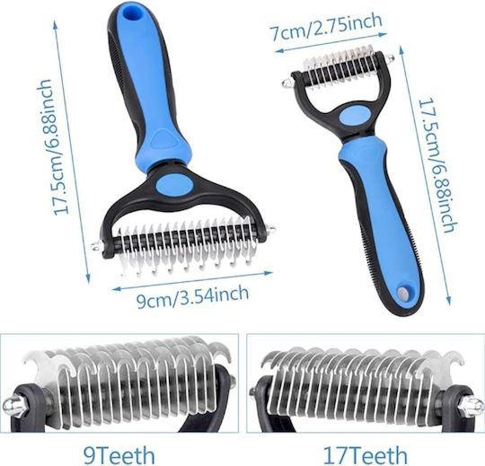 Brush for Long-Haired Dogs Double Sided for Coat Cleaning Blue