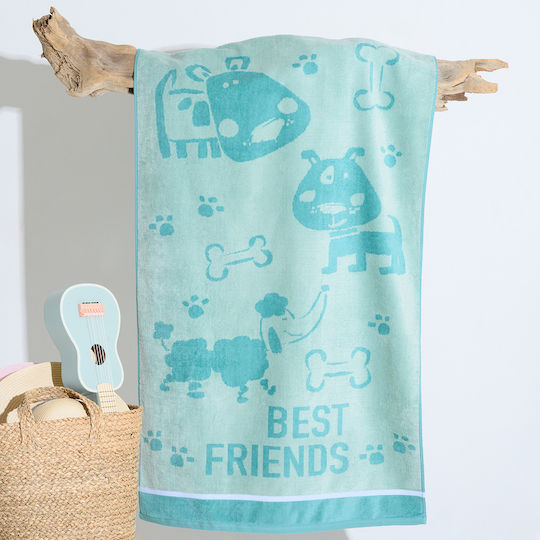 Melinen Kids Beach Towel Turquoise 120x70cm