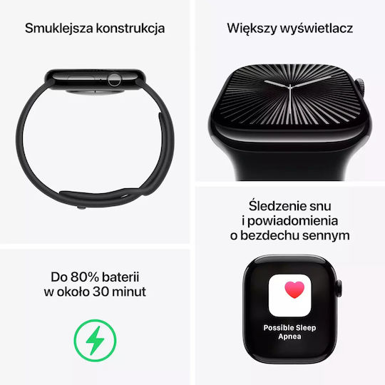 Apple Apple Watch Series 10 Cellular Titanium 46mm Waterproof with eSIM and Heart Rate Monitor Slate Black Sport Band M/L