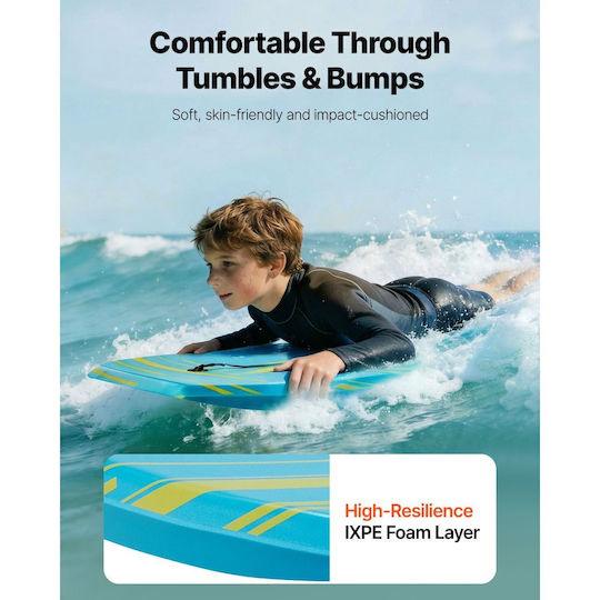 Vevor Schwimmbrett 1055mm Body Board Trainer Eps Schaumkern Aufblasbar Handgelenkriemen Strand Schwimmbrett Langlebig Gegen UV-Strahlung Für Anfänger Kinder Bis 82 Kilo