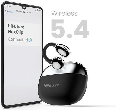 HiFuture FlexClip Open Ear Bluetooth Handsfree Ακουστικά με Αντοχή στον Ιδρώτα Μαύρα