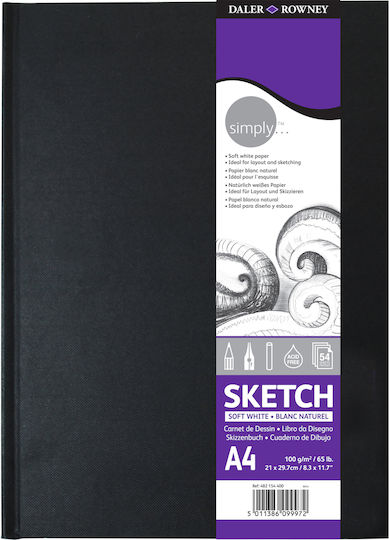Daler Rowney Μπλοκ Σχεδίου Sketchbook Simply Scetchbook Α4 Hardbound 54 Φύλλων A4 21x29.7cm