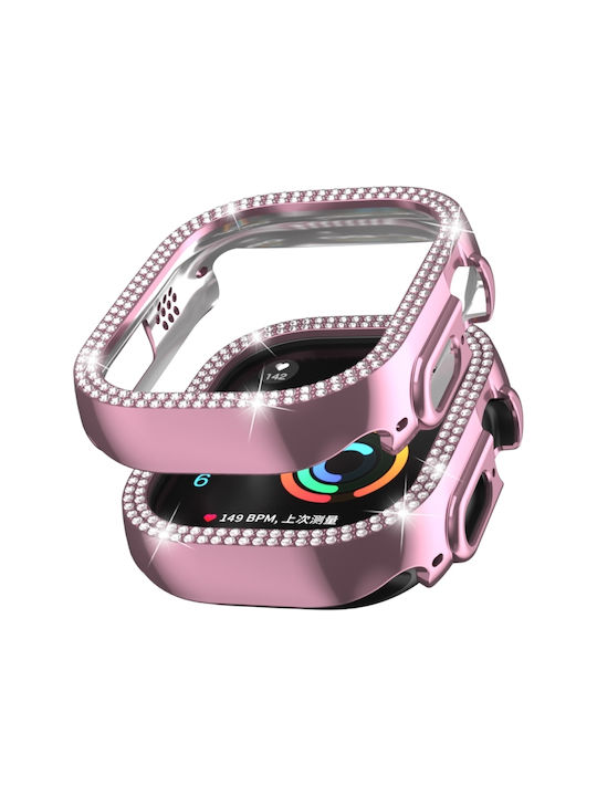 Apple Watch Ultra 3/2/1 49mm Xdfind Doppelreih Diamant Hohl Uhr Hülle Kunststoff Rosa
