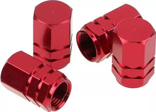 Car Tire Valve Caps Red 4pcs