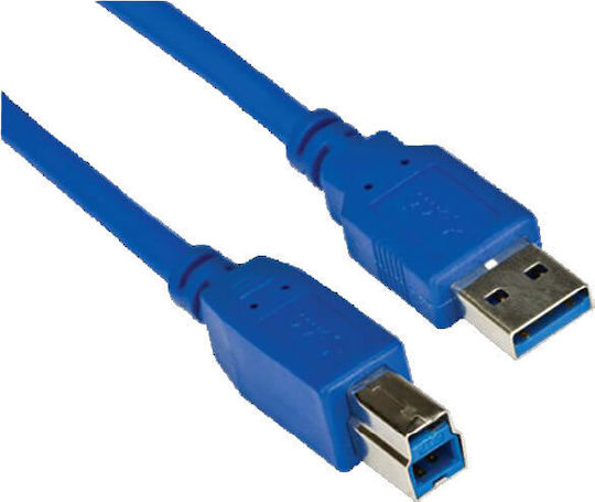 VCOM USB 3.0 Cable USB-A male - USB-B male Μπλε 1.5m CU301-1.5