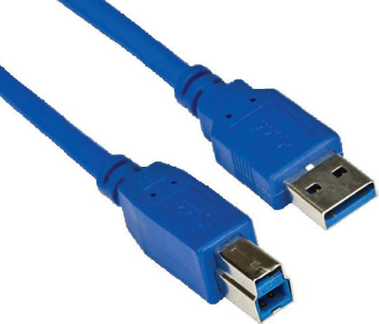 VCOM USB 3.0 Cable USB-A male - USB-B male Μπλε 1.5m CU301-1.5