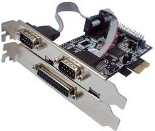 Longshine Κάρτα PCIe σε θύρα DB25 Parallel / RS232 DB9 Serial