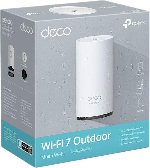 TP-LINK Deco BE25 Outdoor v1 WiFi Mesh Network Access Point Wi‑Fi 7 Dual Band (2.4 & 5GHz) for Outdoor Placement