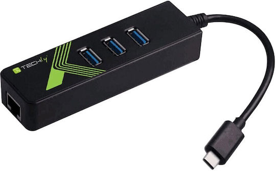 Techly Hub 10 Θυρών USB 3.0 με σύνδεση USB-C / USB-A / Ethernet