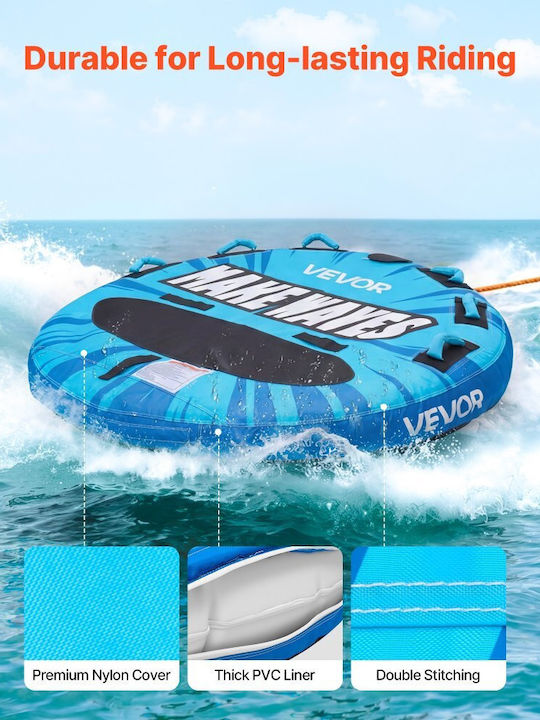 Towable Tubes Vevor Boats Inflatable Tubes Towable Boats 3 Person Tube Water Sports Capacity 231 Kg Boat Pull Non Slip Cushion Full Nylon Cover Padded Handles Safety Valve