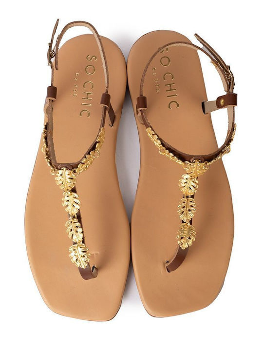 Deri Μπράουν Flache Sandalen für Damen