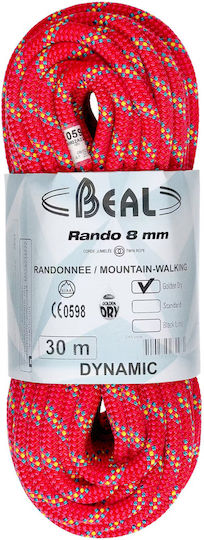 Beal Rope Rando 8mm 30m Golden Dry Red Red