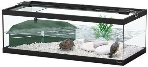 Aquatlantis Aquaterrarium Tortum Teren pentru reptile Black 75x36x25cm με Εξοπλισμό Φίλτρο και Αξεσουάρ Εξέδρα