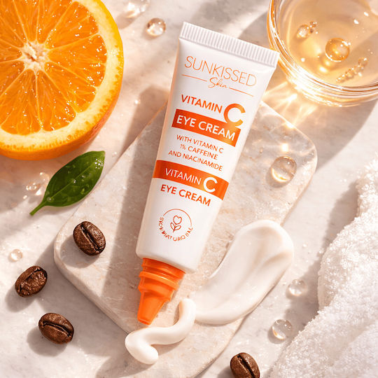 Sunkissed Vitamin C Cremă de Ochi pentru Hidratare Strălucire Cearcăne și Pungi sub Ochi 15ml