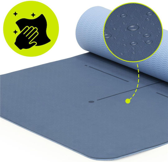 Sersimo Trainingsmatte Yoga Blau mit Tragegurt (183x61x0.6cm)