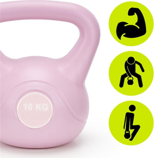 Kettlebell 10 Kg Bitum Durabil Acoperire Abs 25x27 Cm Roz
