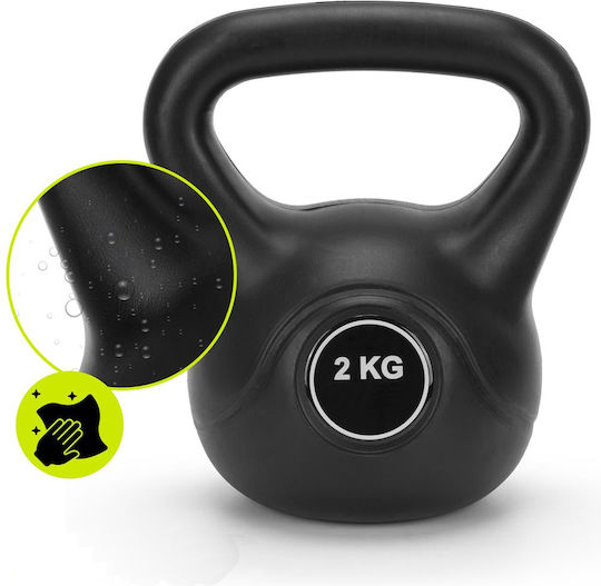 Kettlebell 2 Kg Bitumen Robuste Abs-Beschichtung 19x16 Cm Schwarze