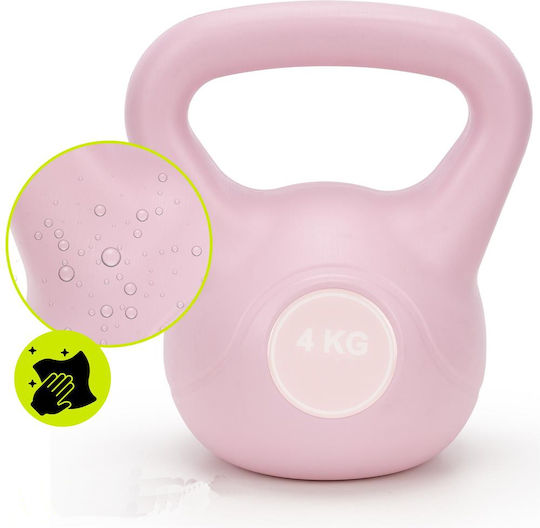 Kettlebell 4 Kg Bitum Durabil Acoperire Abs 18x21 Cm Roz