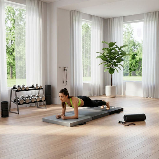 Foldable Exercise Mat Yoga Grey (180x60x6cm)