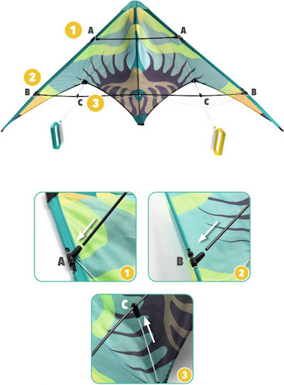 Djeco Triangular Kite 'Kymata' Plastic with Storage Bag 60x120cm 1pcs