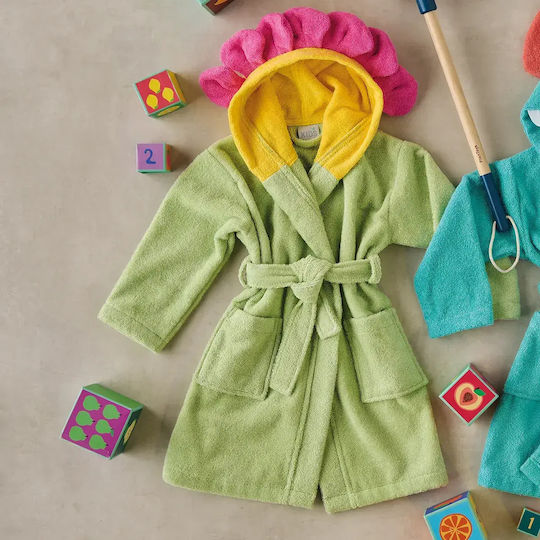 Kentia Kids Hooded Bathrobe Pixie Robes Green Kentia Kids Hooded Bathrobe Pixie Robes Green