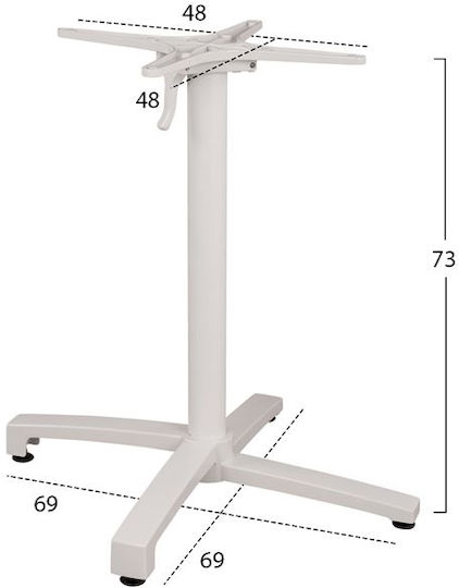 HomeMarkt Pliabilă Stand de masă din Metal cu Regulator în Culoare Alb 69x69x92cm