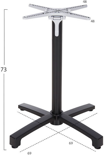 HomeMarkt Klappbar Tischständer aus Aluminium mit Regulator in Schwarz Farbe 69x69x92cm