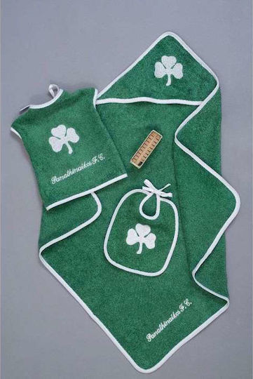Palamaiki Βρεφικό Σετ Λουτρού με Κουκούλα Official Team Licensed Panathinaikos Πράσινο 75x75εκ.