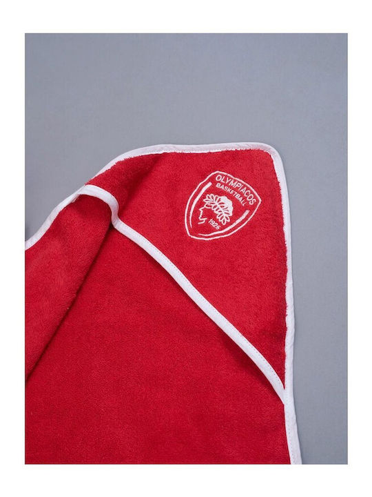 Palamaiki Baby Bathroom Set Hooded Official Team Licensed Olympiacos Red 75x75cm