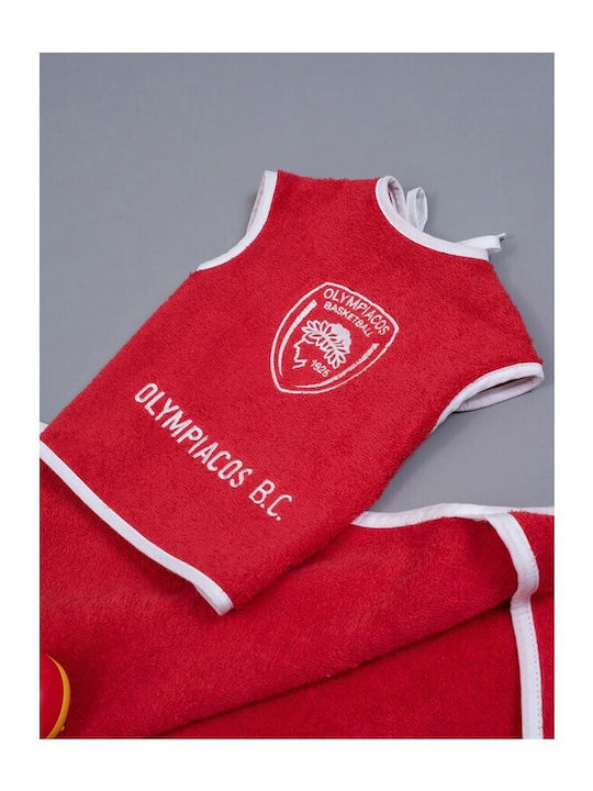 Palamaiki Baby Bathroom Set Hooded Official Team Licensed Olympiacos Red 75x75cm