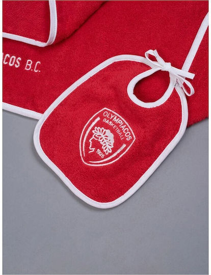 Palamaiki Βρεφικό Σετ Λουτρού με Κουκούλα Official Team Licenced Olympiacos Κόκκινο 75x75εκ.