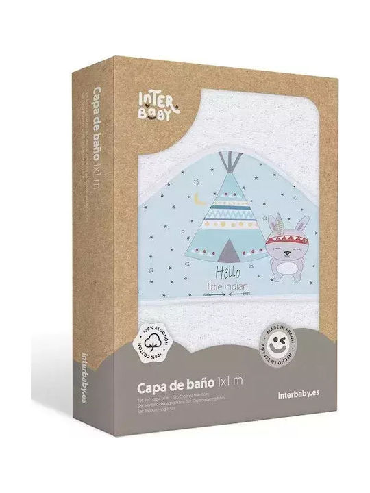Interbaby Baby Hooded Towel Tipi Oso White 100x100cm