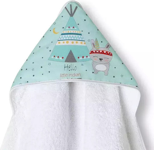 Interbaby Baby-Badetuch mit Kapuzen Tipi Oso Weiß 100x100cm
