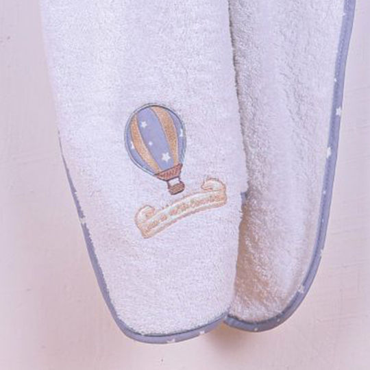 Dimcol Baby-Badetuch mit Kapuze Heißluftballon 05 Weiß 80x80cm