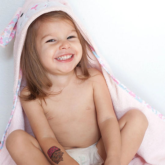 Zoocchini Baby-Badetuch mit Kapuzen Beatrice The Bunny Rosa 77x77cm