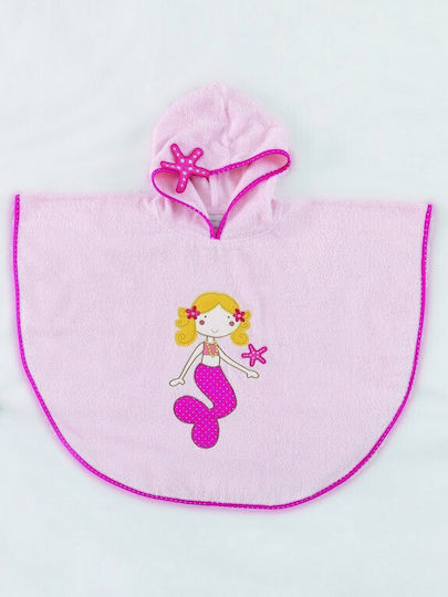 Palamaiki Baby Bademantel Kapuzen Poncho Funny Faces Rosa 60x76cm