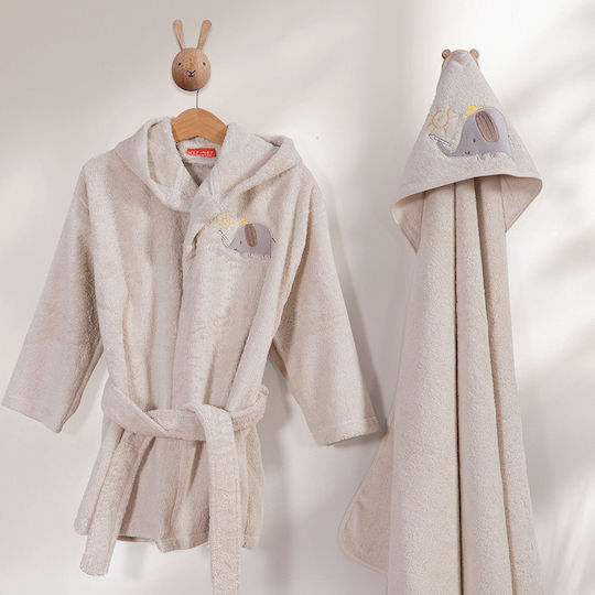 Nef-Nef Homeware Halat Bebeluș Cu glugă Happy Graphite