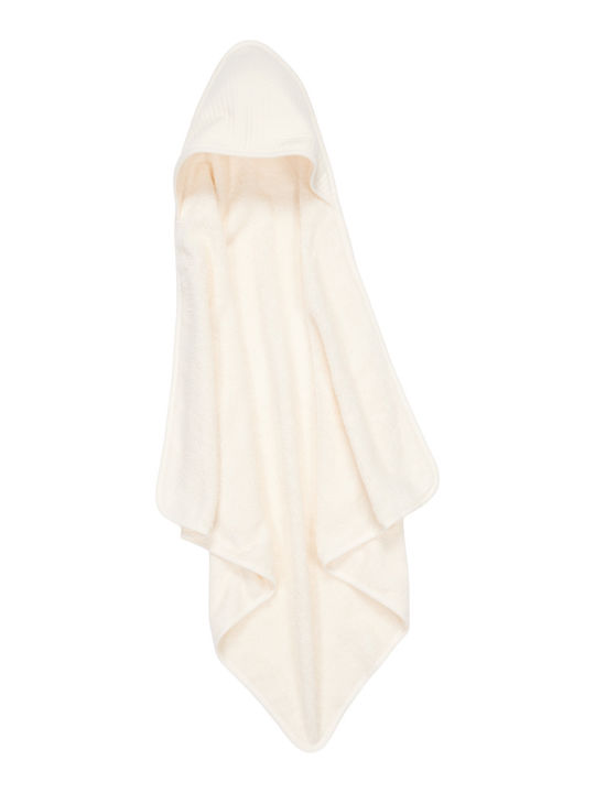 Little Dutch Βρεφική Κάπα-Μπουρνούζι με Κουκούλα Pure Soft White 75x75εκ.