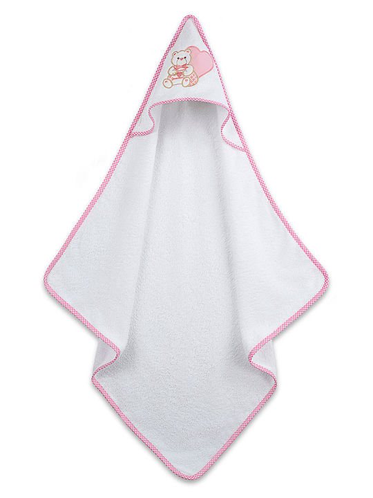 Sunshine Hooded Baby Bath Towel Heart White