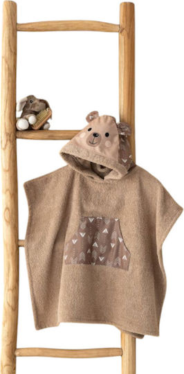 Palamaiki Детско Пончо-Худи Teddy Кафяво 70x120см