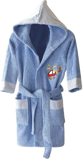 Rythmos Kinderbademantel Jupiter Blau mit Kapuzen-