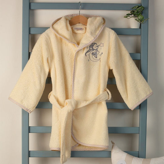 Dimcol Kinderbademantel Elephant Ecru mit Kapuzen-