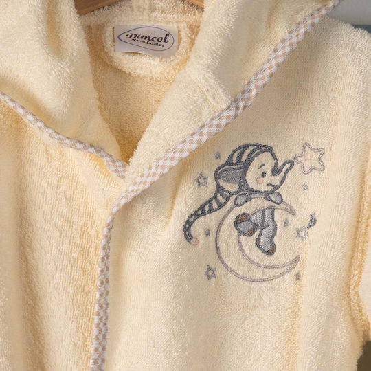 Dimcol Kids Bathrobe Elephant Ecru with Hood