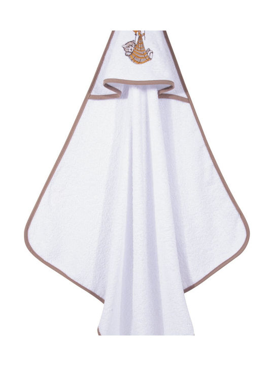 Greenwich Polo Club Baby Bath Towel Hooded Greenwich Polo Club Coffee Brown White 80x80cm