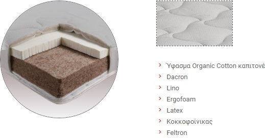 Linea Strom Στρώμα Κούνιας Baby Coco με Κοκοφοίνικα & Latex 70cmx140cmx14cm
