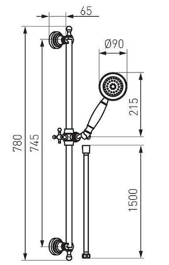 Ferro N160 Slide Bar with Handheld Showerhead and Bronze Hose
