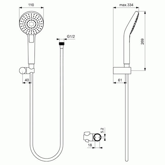 Ideal Standard Irain Τηλέφωνο Ντουζ με Σπιράλ