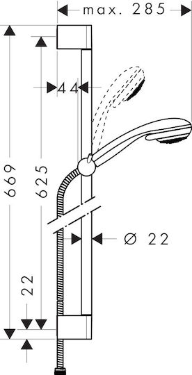 Hansgrohe Crometta 85 Βέργα Ντουζ με Τηλέφωνο και Σπιράλ