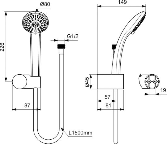 Ideal Standard Idealrain S3 Handheld Showerhead with Hose