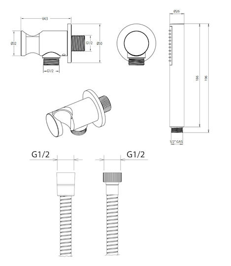 Eurorama Handheld Showerhead with Inox Spiral